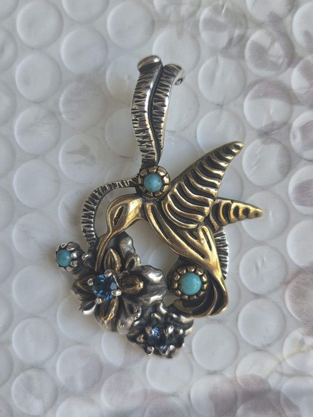 Fritz Casuse Sterling Silver Brass Hummingbird Enhancer Pendant